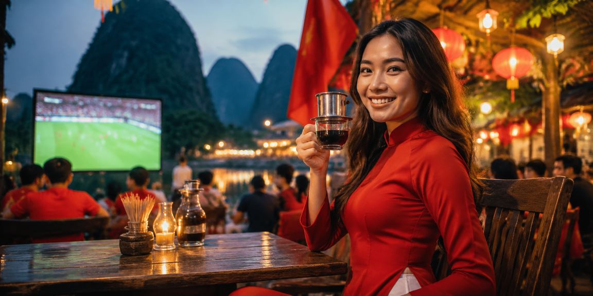 Người hâm mộ bóng đá cá cược trực tuyến tại Ninh Bình với áo dài truyền thống